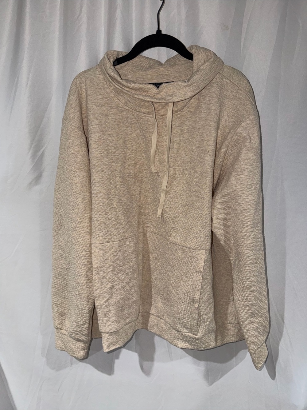 Doe & Rae Sweater Light Beige Cowl Neck Pullover Long Sleeve Pocket Top 2XL